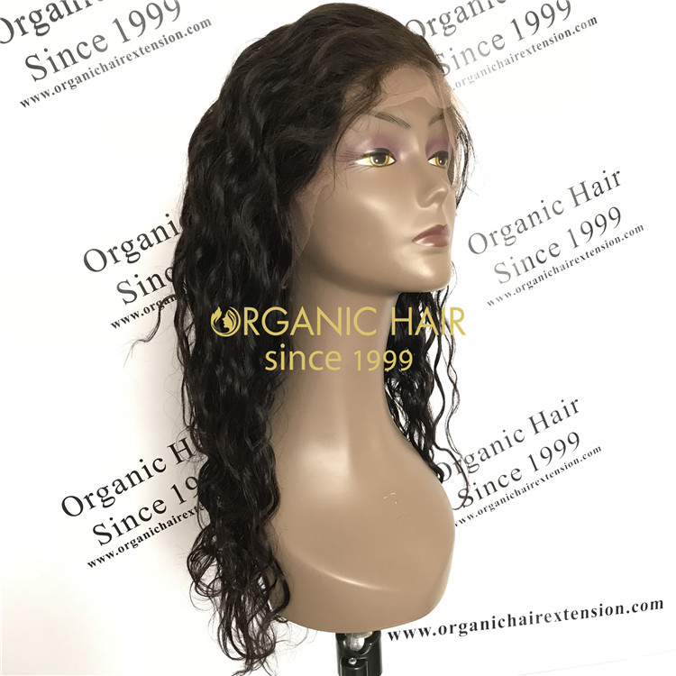 Cheap human full lace wig natural wave 150% density X60